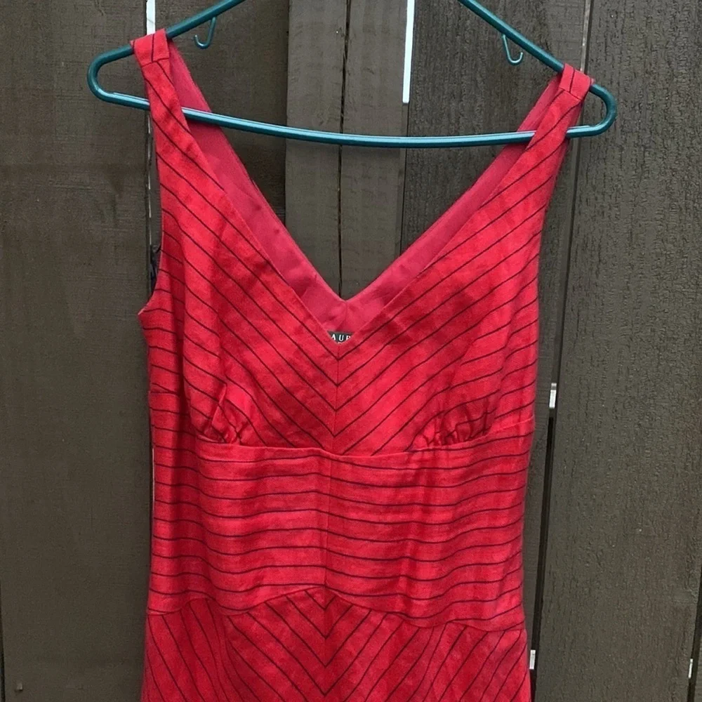 Ralph Lauren Black Label Exclusive Linen Nautical Red & Navy Stripe Midi dress 4 - Picture 6 of 14